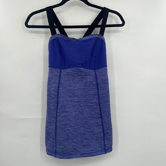 Lululemon Women's Blue Striped Sleeveless Tank Top Size 6 - Picture 1 of 7